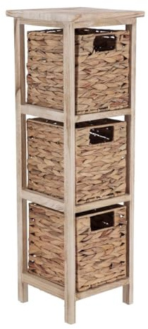 Tendance - Meuble Paulownia 3 Paniers Jacinthe - Naturel - Salle de Bain - Meubles Bois Montés