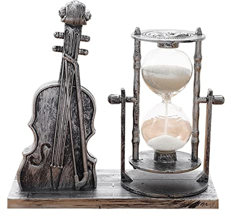 BLWOTMOR Violinato Vintage da Tavolo Ornamento di Violino Sabbia in Vetro Trasparente per Decorazioni Europee Scultura Strumento Musicale