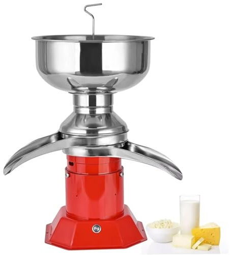 Centrifugal Milk Separator, Milk Cream Centrifugal Separator, 50L/H Capacity Electric Cream Maker, Milk Skimmer with 5L Bowl Capacity, for Cows Milk Goats Milk Farm Home red