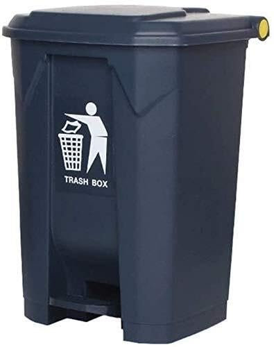 Cubo de basura para exteriores con tapa y pedal, cubo de basura de cocina comercial para Park Street, contenedor de basura grueso para hotel (gris, 68 L)