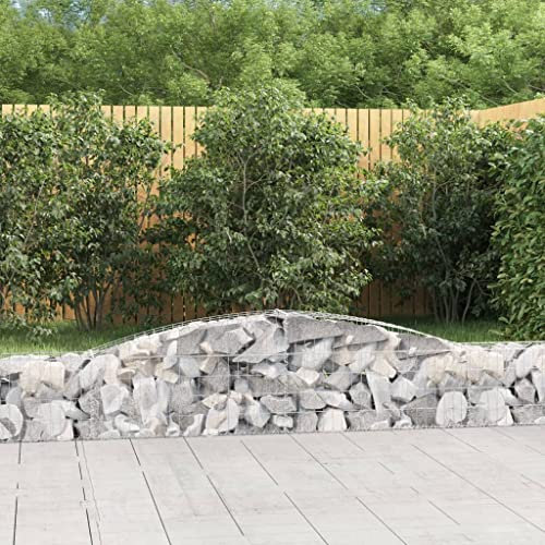OHOOWOO Cesti Gabbioni ad Arco 2 pz 400x30x40/60 cm Ferro Zincato,Muri di Contenimento in Gabbia Metallica Antirumore per Giardini Vasi e accessori per piante