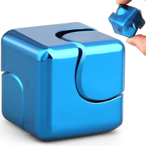 Fidget-Würfel-Block Fidget Spinner Spielzeug für Kinder Erwachsene, 2-in-1 eloxiertem Metall Hand Spinner Magic Cube Finger Gyro für Stressabbau, Cool Spielzeug für Geburtstagsgeschenk