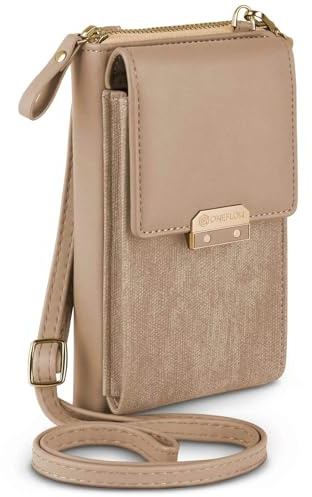 ONEFLOW Bliss Purse für iPhone 16 Pro Max Handytasche zum Umhängen Damen mit Portemonnaie, Handy Umhängetasche mit Geldbörse und Handyfach, Kleine Handtasche, Cream Beige