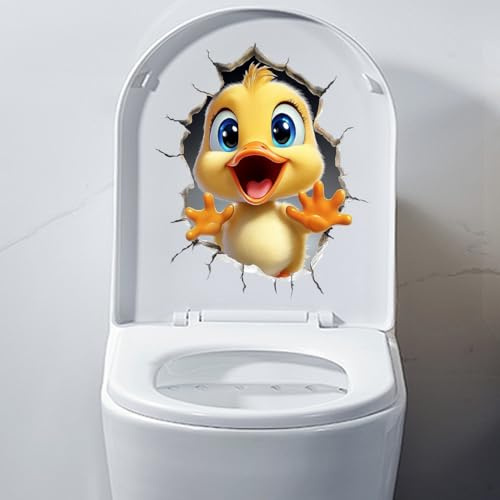 3D Tier WC Aufkleber Lustige Ente Toiletten Sitzbezug Dekoration Decals Wasserdicht Selbstklebend Toilettensitz Deckel Aufkleber Badezimmer Aufkleber (Ente)