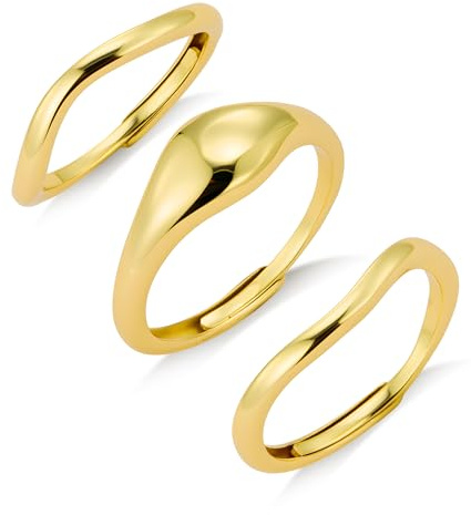 ALEXCRAFT Set 3 4 Anelli Donna Argento Regolabili Fedine | ALEXCRAFT Set Anelli Argento Regolabili Fedine Sottili Ipoallergenici Regalo Donna Compleanno