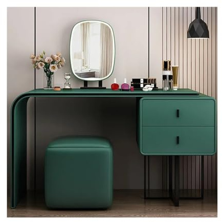 Tavolo Trucco Set da toeletta moderno e di lusso con specchio e sgabello, tavolo da trucco for la casa, tavolo da toeletta for mobili for camera da letto for ragazze Toilette con specchio(Green,100cm)