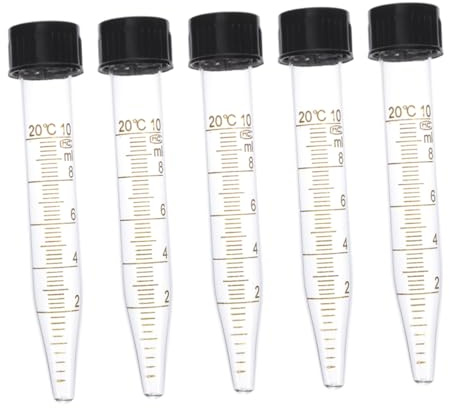 VALICLUD 5 Pièces Tubes à Centrifuger En Verre Avec Échelle Et Bouchon à Vis Tubes à Essai à Fond Conique Pour Laboratoire Chimie Précision Biologie