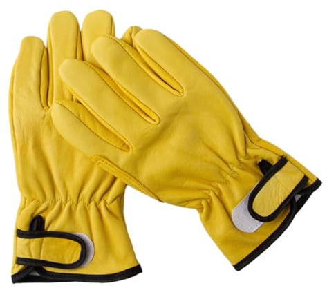 Kisangel Gants de Travail Isolants Cuir pour Homme Résistants Chaleur et Antidérapants Gants de Protection Thermique pour Chantier et Professionnel