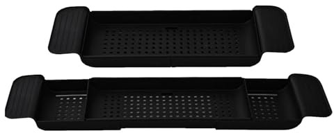Badewannen Caddy Tablett Badewannenablage Mit Ablaufdesign, Badewannenablage Ausziehbar, Erweiterbares Kunststoff Baderegal Badewannentablett Für Weingläser Tablet-Telefone Kerze Badewannen-Organizer