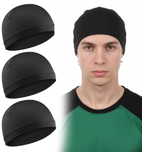 Quilax Lot de 3 bonnets de tête de mort pour homme - Doux - Sous casque de vélo - En coton - Respirantes - Pour cyclisme, course, alpinisme, moto - Unisexe