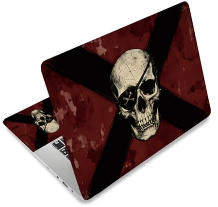 TNKBREEZE 3 Stück Laptop Skin Aufkleber Abziehbild Schädel Pirat PVC Aufkleber für Laptop Passt für 15 15.6 Zoll Notebook Wasserdicht Vintage Horror Stil Kunst Abdeckung für Computer 38x27cm