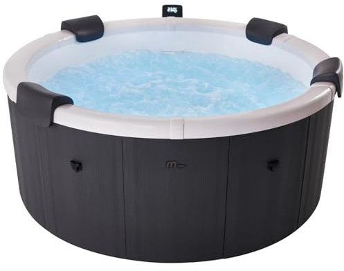 Spa Rigide connecté Rond Ø 182 cm MSPA Denver – Spa 6 Places – Jets d'air et d'eau – Habillage Effet Bois – Bar Flottant