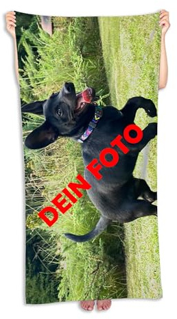 Personalisiertes Handtuch 30x50 cm, Babyhandtuch mit Foto, Name, Logo | Handtuch selbst gestalten, 100% Baumwoll, brillanter Druck, Optional 2 Fotos mit Text möglich, Geeignet für Baby, Kleinkind