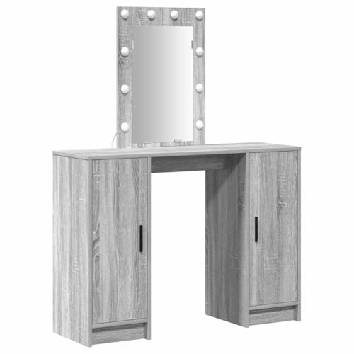 Mokuyary Tavolo da toilette grigio 102 x 33 x 135 cm in legno di ingegneria, tavolo da toeletta trucco per camera da letto