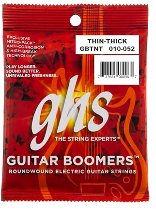 GHS Gitarr Boomers – GB-TNT – elektrisk gitarr strängset, tunn och tjock, .010-.052