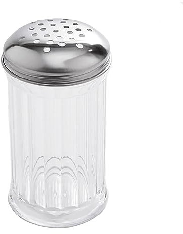 American Metalcraft SAN312 glass Cheese Shaker with Perforated Stainless Steel Lid, 12-Ounces