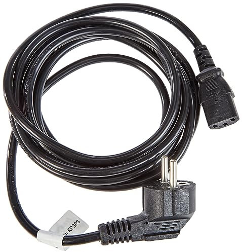 PremiumCord kpsp3 Netzkabel 230V 3m, Stromkabel mit Schutzkontakt gewinkelt auf Kaltgerätebuchse C13, IEC 320, PC Netzkabel 3 Polig, Farbe schwarz
