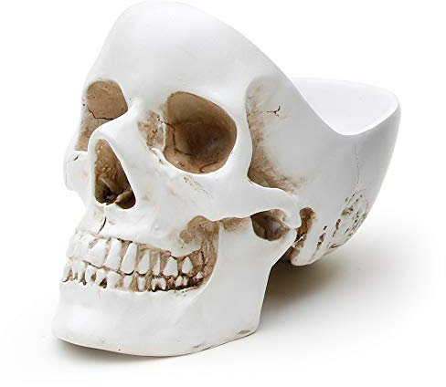 Suck UK Skull Tidy | Schale in Schädelform | Stiftehalter | Aufbewahrungsbehälter für Accessoires| Skelet Schmuckständern in Schädelform | Dekoration | für Kleingeld oder Kosmetika | Weiß