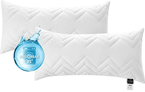 sei Design Almohada Classic resistente al agua hirviendo acolchado de microfibra, microfibra, Blanco, 2er Set 40x80