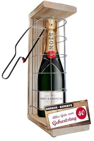 Moet Geburtstag Geschenk 40 Geburtstag Eiserne Reserve Gitter incl. Notsäge Text rot: Alles Gute zum 40. Geburtstag Champagner (1 x 0.75 l)