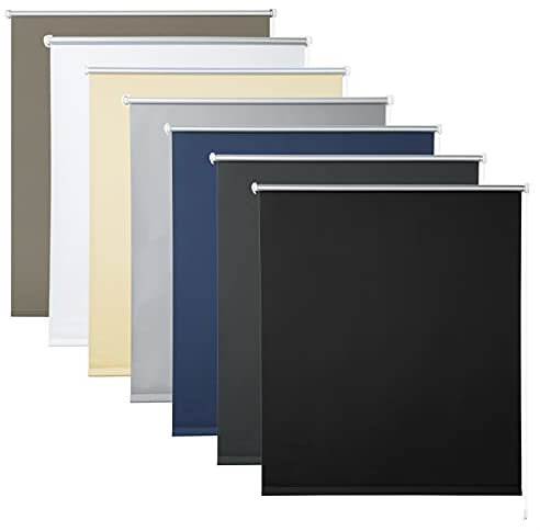 WOLTU Verdunkelungsrollo ohne Bohren, Thermo Verdunkelungsrollo mit Kette, Sichtschutz, für Türen und Fenster, 110 x 210 cm, Schwarz