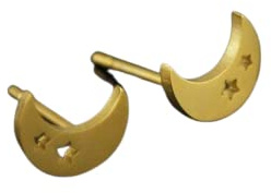 Edelstahl Ohrstecker Mond Sichel Sterne Stecker golden Ohrringe