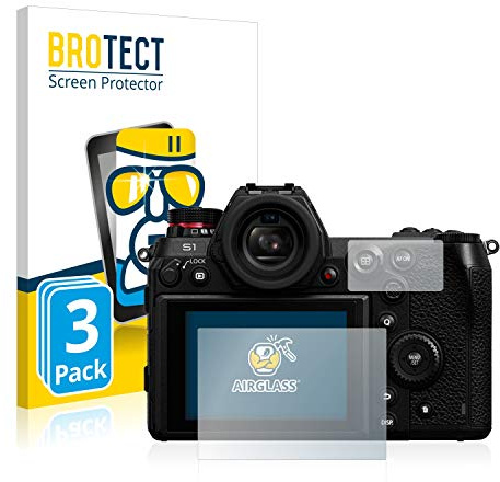 BROTECT 3 Stück Schutzglas für Panasonic Lumix DC-S1 / Panasonic Lumix DC-S1R Schutzfolie Panzer Folie Glas[Extrem Kratzfest, Ultra-]