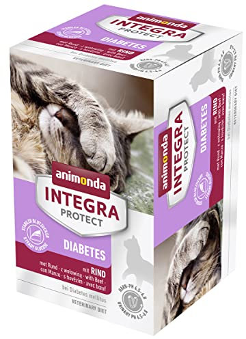 Animonda Integra Protect Våt kattmat diabetes med nötkött (6 x 100 g), rekommenderas av veterinären vid diabetes mellitus, kosttillskott utvecklat med veterinärer för