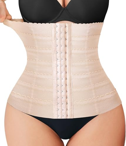 Nebility Womens' Waist Trainer Tummy Control Waist Cincher Slim Body Shaper (Beige, M)