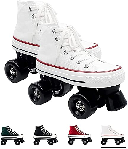 JianJud Rollschuhe Erwachsene Herren Und Damen Vierrad Rollschuhe, Canvas Zweireihige Rollschuhe Räder, Indoor Und Outdoor Zweireihige Skates Für Jugendliche A,36