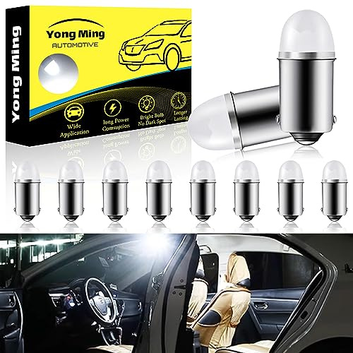 YONGMING BA9S H6W LED Bulb T4W 3030SMD Car Interior Light White 10PCS | 8000K White 3030SMD LEDs With Plug And Play Design For Dome, Map, Reading And License Plate Lights