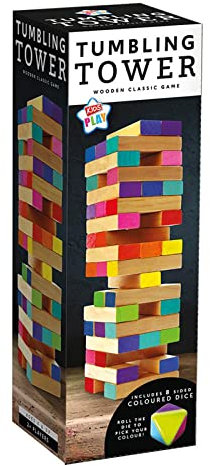 Kids Play Classic Coloured Wooden Tumbling Tower Game Ages 6+ Players 2+