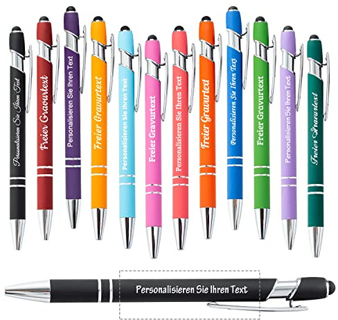 24 stylos à bille personnalisés avec nom, logo ou anniversaire, anniversaire, remise des diplômes, informations sur le bureau - Stylo à bille gravé personnalisé, stylo à encre noire moyenne