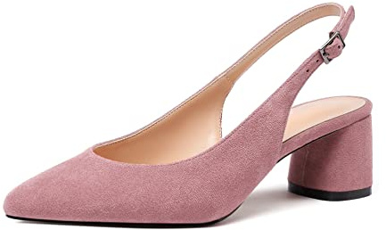 Elashe Escarpins Femmes Mignon à Petit Talon Moyen Bloc et Bride Cheville avec Boucle