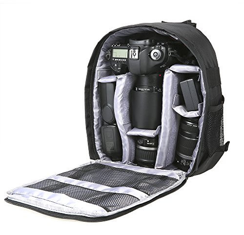 Andoer Mochila de cámara, Pequeña Cámara Réflex Digital DSLR al Aire Libre Video Mochila Bolsas de Cámara Rrespirables Multifuncionales Acolchada a Prueba de choques Mochila Fotografía