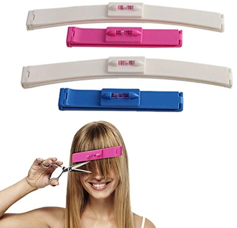 Barrette de Coiffure,Outils de Coupe de Cheveux,Frange Niveau Outil Frange Alésoir Ciseaux,Kit de coiffure pour coiffeur à domicile,Pour les franges,Les couches et les pointes fourchues(2PCS)