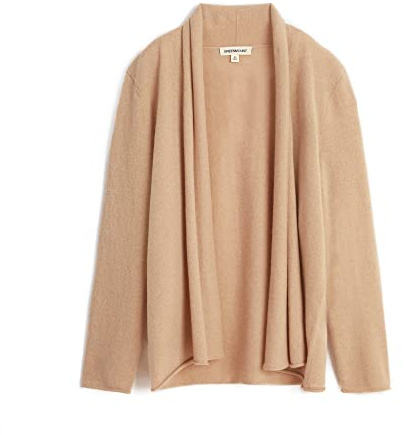 GreenMount Women's Cashmere Cardigan Lightweight Short Open Cardigan Recycled Cashmere Long Sleeve Sweater for Women with Belt Camel