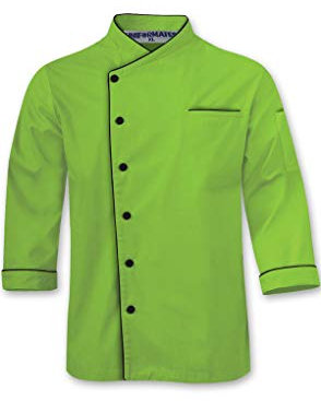 Uniformates Langarm Kochjacke für Damen und Herren einheitliches Kostüm für Catering Caterer und kulinarische Profis (Grün, XS)