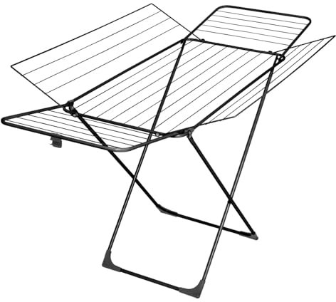 Velkea H300 Faltbarer Wäschetrockner mit 4 Flügeln 26m Trocknungsfläche Wäscheständer Innen Außen Schwarz 183 x 99 x 96 cm bis 22kg