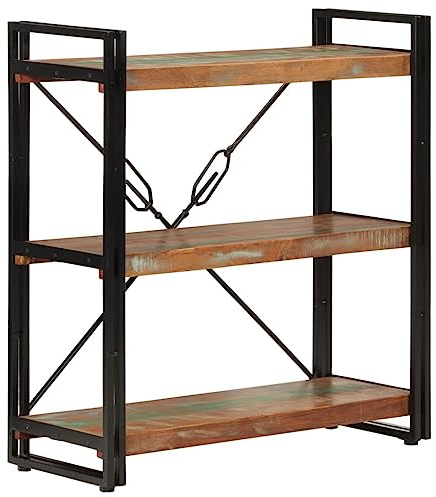 vidaXL Bücherregal 3 Fächer 77x30x80cm Recyceltes Massivholz und Eisen