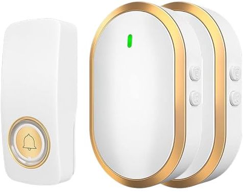 Wireless Doorbell with 2 Receivers, Doorbell Chime Waterproof 1000FT Wireless Door Chime with 2 Receivers and 1 Transmitter, Loud with 38 Ringtones and 3 Volume Levels