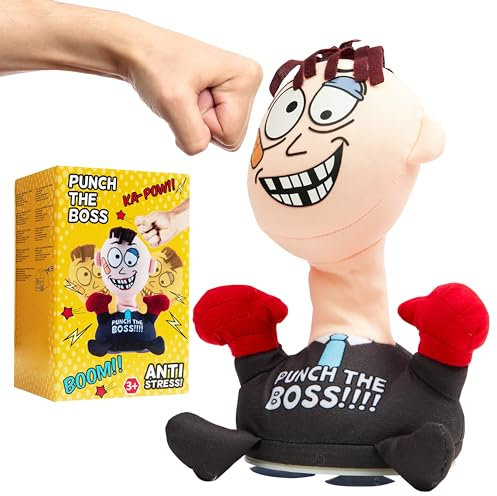 Stress Relief Toys for Adults - Punch The Boss Stress Toy Anger Relief Anti Stress Office Desk Punch Bag Coworker Secret Santa - Funny Gifts (Dark Grey)