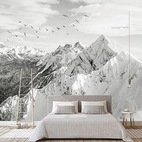 3D Paysage Naturel De Montagnes En Noir Et Blanc Papiers Peints Grands Autocollants , Papiers Peints Amovibles | Papier Peint Autocollant 3D Pour Chambre D'Enfant, S 250 (largeur) x 175 (hauteur) cm