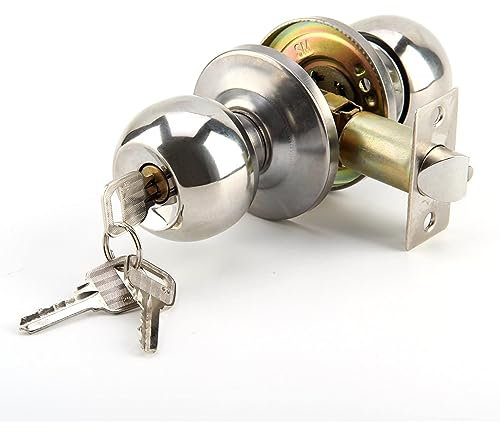 Trintion Brushed Stainless Steel Entry Door Knob Set Privacy and Passage Door Lock Kit with Three Keys for Bedroom Bathroom Home Office or Workplace