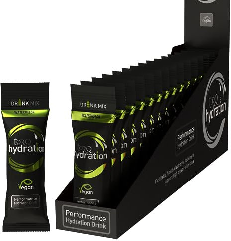 Torq Hidratación - Sandía - Rehidratación rápida Electrolitos en polvo Perfil hipotónico Correr, Ciclismo, Bebida de hidratación deportiva - Porción individual - Caja de 15