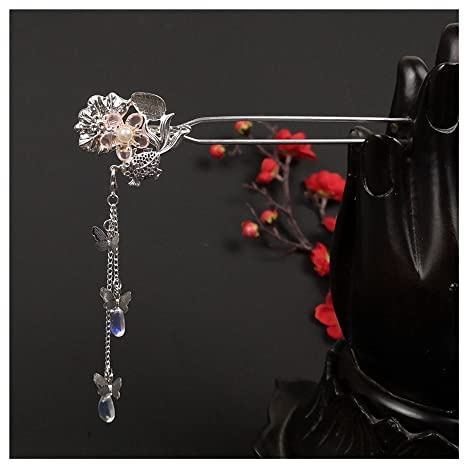 HIFFEY Chinesische Haarschmuck Haarstäbchen Hanfu Metall Haarnadeln Quaste Haarnadel Antike Ornamente Kopfschmuck(C)