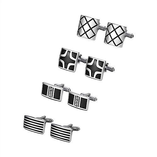 Krawattenklammern for Männer, personalisierte Krawattenklammer, 4 Paar Manschettenknöpfe, Herren-Hemd-Manschettenknöpfe, Hochzeitsgäste, Ehemann, Schmuck, Business-Krawattenklammer ( Color : 12-1SIZE