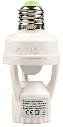 Glomora Adaptateur E27 Detecteur de Mouvement, Douille Intelligente e27, 360° Detection 6M, Interrupteur Automatique pour Escalier, Couloir, Garage, Compatible LED, Ampoules E27, 100-240V