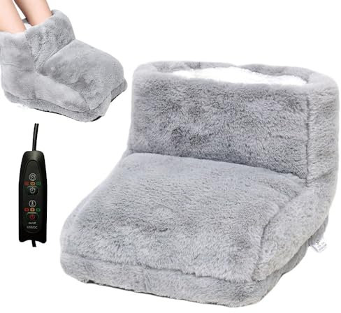 YANGUN Scaldapiedi Elettrico Con Rivestimento Interno Lavabile, 5V Peluche Con 3 Livelli di Riscaldamento per Donne Uomini Anziani