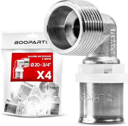 BOOPARTS – 4 Stück Pressfitting Winkel 20x2 mm x 3/4 Zoll Außengewinde TH Kontur | 90 Grad Übergangswinkel für Mehrschichtverbundrohr